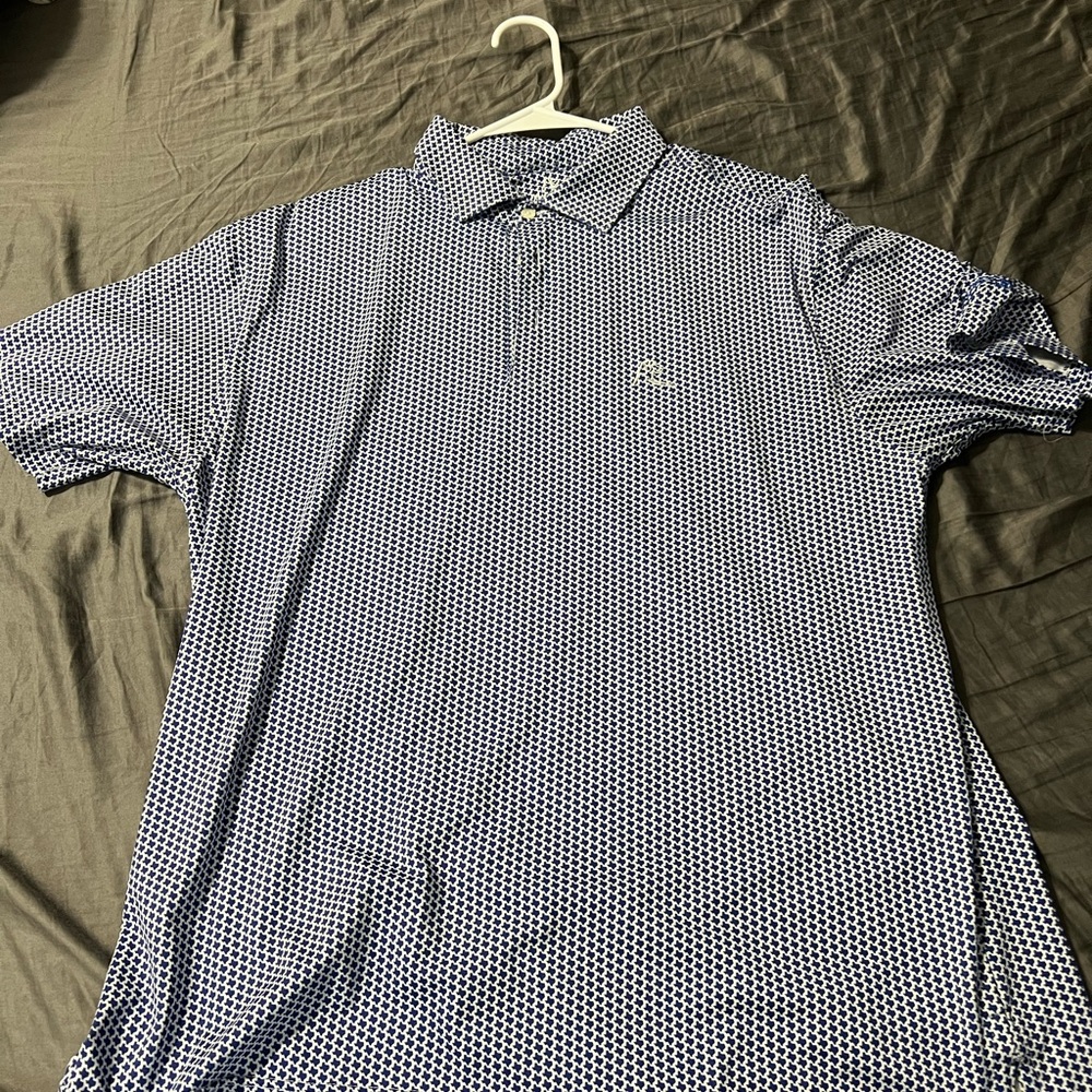 Men's Rhoback “Don’t Mess” Blue Patterned Polo Shirt